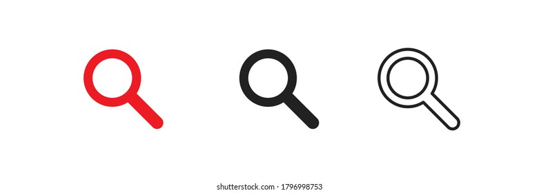 Find glass simple icon set. Search concept simbol in vector flat style.