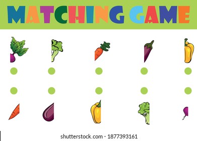 Find the half of the pictures. Cartoon illustration. Illustration of vegetables