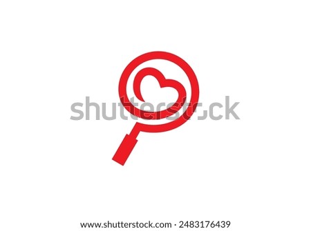 find heart logo design. creative search love health symbol icon vector.