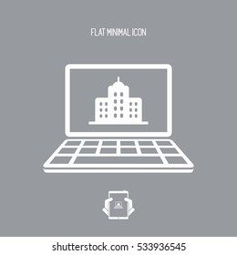 Find house or hotel online - Vector web icon