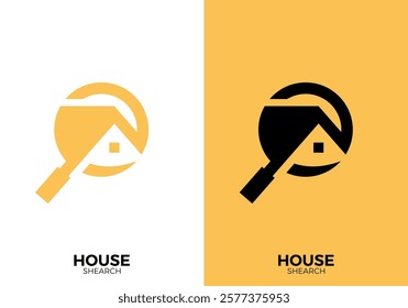 find house logo design. creative search house symbol vector graphic