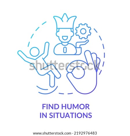 Find humor in situations blue gradient concept icon. Witty banter and joking. Dealing with change abstract idea thin line illustration. Isolated outline drawing. Myriad Pro-Bold fonts used