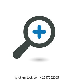 Find icon with add sign. Find icon and new, plus, positive symbol. Vector illustration