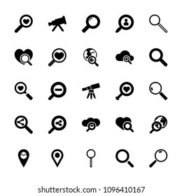 Find icon. collection of 25 find filled icons such as telescope, heart search, location, magnifier, search cloud. editable find icons for web and mobile.