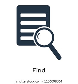 Find icon vector isolated on white background, Find transparent sign , symbols or elements in filled style