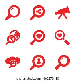 Find icons set. set of 9 find filled icons such as heart search, user search
