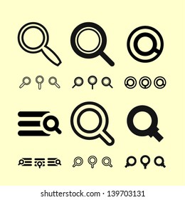 Find icons. Vector magnifier.