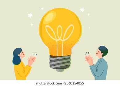 find idea, people try to find best idea, flat vector modern illustration