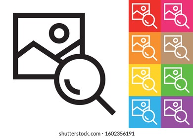 Find Image. Line Icon With Different Color Background.