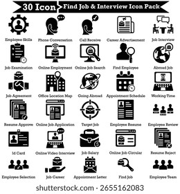 Find Job And Interview Icon Pack