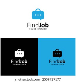 find job logo icon vector, bubble chat + briefcase