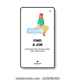 Find a job search career. hr business. interview employee vacancy. opportunity work character web flat cartoon illustration