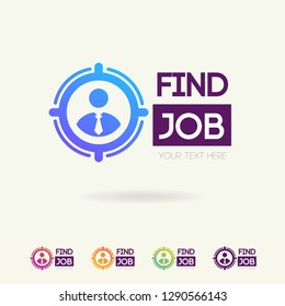 Find job symbol set isolated on white background for search agency, hiring, headhunter website, recruitment, employment agency, hr, recruiting concept. Search man icon. Employee vector sign 10 eps