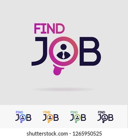 Find job vector symbol set isolated on white background for search agency, hiring, headhunter website, recruitment, employment agency, hr, recruiting concept. Search man icon. Employee sign 10 eps
