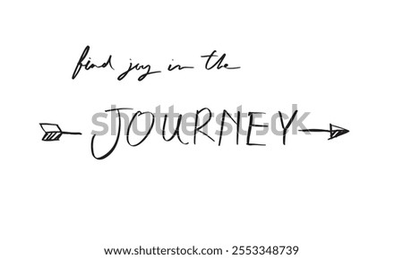 Find joy in the journey travel banner card vacation adventure departure calligraphy black color transportation badge aerodrome exploration discovery flight passenger terminal wanderlust arrical art