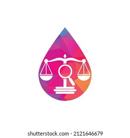 Encontrar la plantilla del vector del logotipo de jueza, los conceptos de diseño del logotipo de Creative Law Firm. logo de la firma de abogados de loupe	
