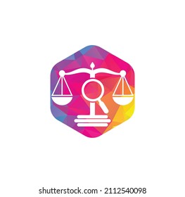 Encontrar la plantilla vectorial del logotipo de Justice, los conceptos de diseño del logotipo de Creative Law Firm. logo de la firma de abogados de loupe	