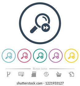Find last search result flat color icons in round outlines. 6 bonus icons included.