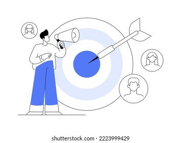 Find leads abstract concept vector illustration. Generate sales leads, digital marketing strategy, build brand awareness, find new customer, content creation, sales funnel abstract metaphor.