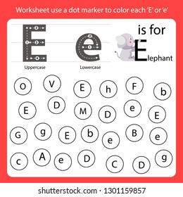 Find the letter Worksheet use a dot marker to color each E