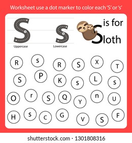 Find the letter Worksheet use a dot marker to color each S