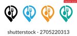 Find local restaurants with this vibrant food location icon,Restaurant point location icon.Restaurant map Vector,Local Food Icon Logo,Food point vector logo design.GPS logo design template