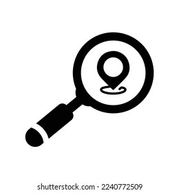 Find, local, seo icon. Black vector graphics.