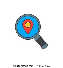 Find location on map icon in color icon, isolated on white background 