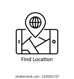 Buscar icono de contorno del vector de ubicación para web aislado en el archivo EPS 10 de fondo blanco