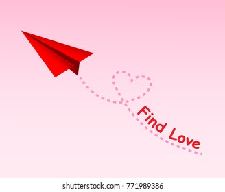 To find love Background. paper art style. Paper white design with shadows,Vector Illustration