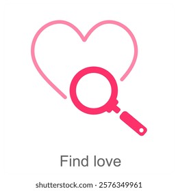 Find Love and heart icon concept