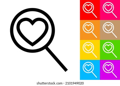 Find Love. Line Icon With Different Color Background.