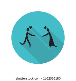 Find a loved one long shadow icon. Simple glyph, flat vector of arrow icons for ui and ux, website or mobile application