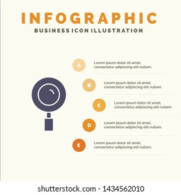 Find, Magnifier, Magnifying, Search Solid Icon Infographics 5 Steps Presentation Background