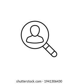 find man icon in flat black line style, isolated on white 