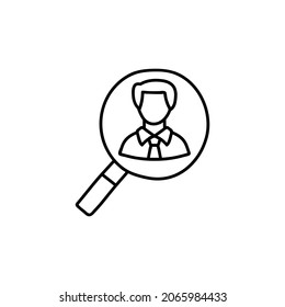 find man icon in flat black line style, isolated on white 