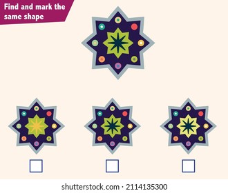Find and mark the same shape. IQ Test - visual intelligence questions