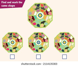 Find and mark the same shape. IQ Test - visual intelligence questions