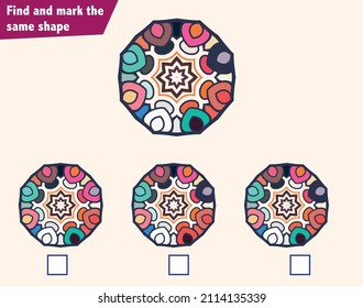 Find and mark the same shape. IQ Test - visual intelligence questions