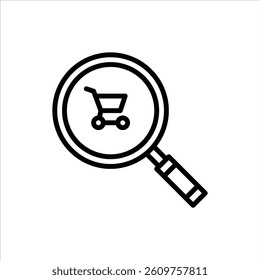 find market outline icon. find item black line illustration.