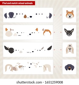 Find and match mixed animals. Vector