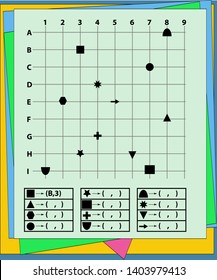 Find and match numbers and letters coordinator.educational game for kids and adults development of logic, iq.