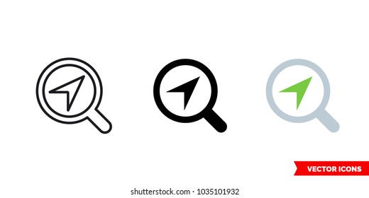 Find Me Icon Of 3 Types: Color, Black And White, Outline. Isolated Vector Sign Symbol.