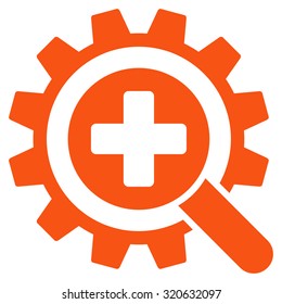 Find Medical Technology vector icon. Style is flat symbol, orange color, rounded angles, white background.