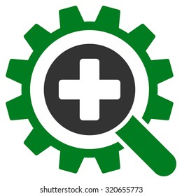 Find Medical Technology vector icon. Style is bicolor flat symbol, green and gray colors, rounded angles, white background.