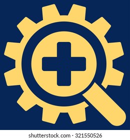 Find Medical Technology vector icon. Style is flat symbol, yellow color, rounded angles, blue background.