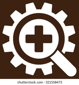 Find Medical Technology vector icon. Style is flat symbol, white color, rounded angles, brown background.