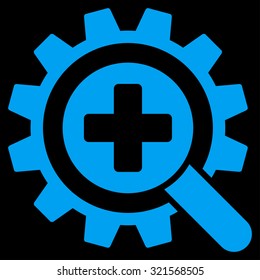 Find Medical Technology vector icon. Style is flat symbol, blue color, rounded angles, black background.