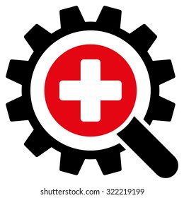 Find Medical Technology vector icon. Style is bicolor flat symbol, intensive red and black colors, rounded angles, white background.