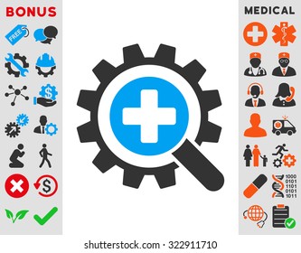Find Medical Technology vector icon. Style is bicolor flat symbol, blue and gray colors, rounded angles, white background.
